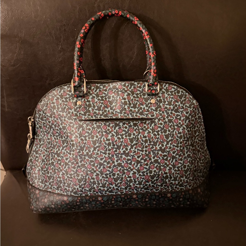 COACH LIMITED EDITION Tea Rose Dome satchel Black and Red Floral Satchel - Picture 4 of 7